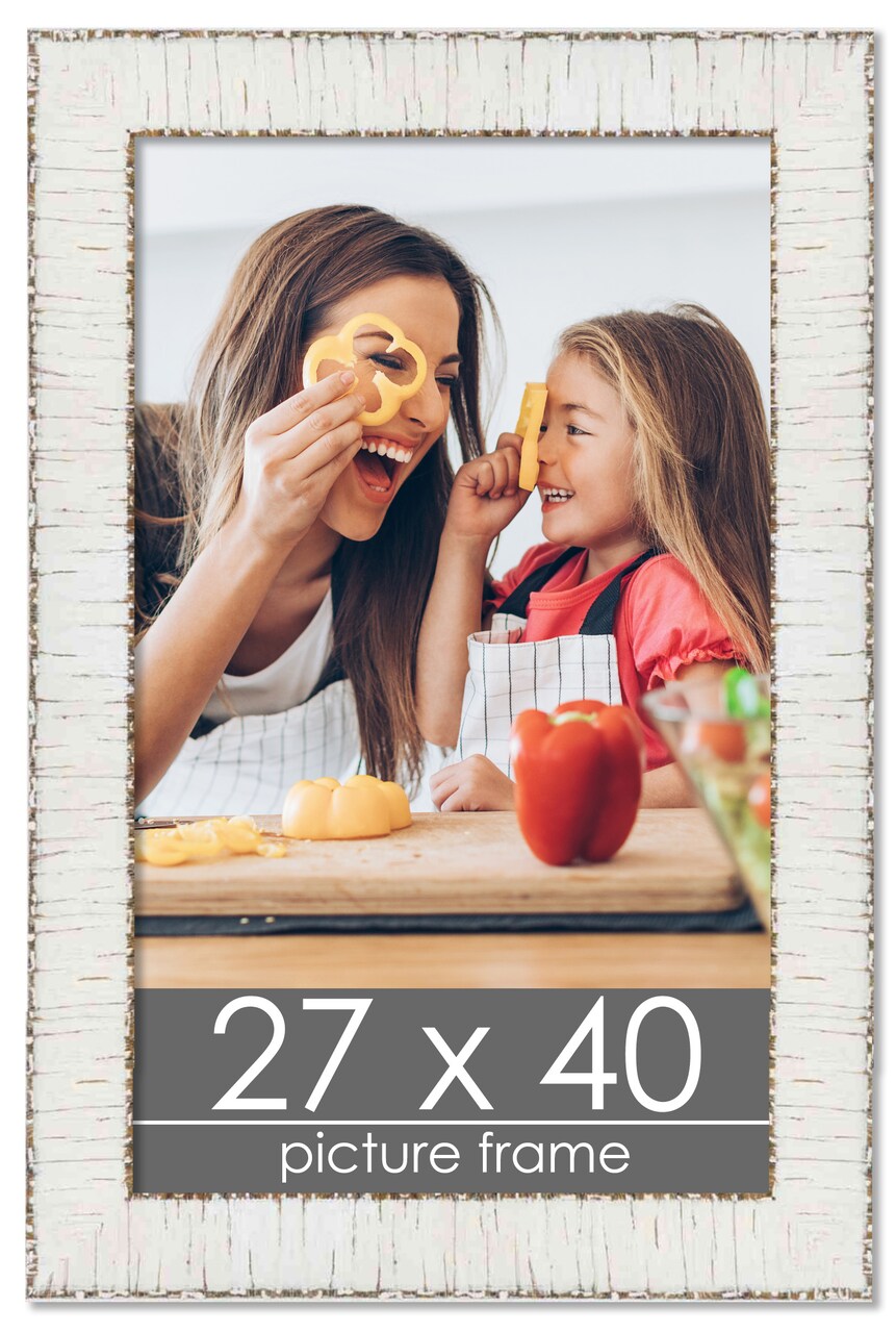 Ornate White Picture Frame - UV Acrylic, Foam Board Backing, Hanging Hardware